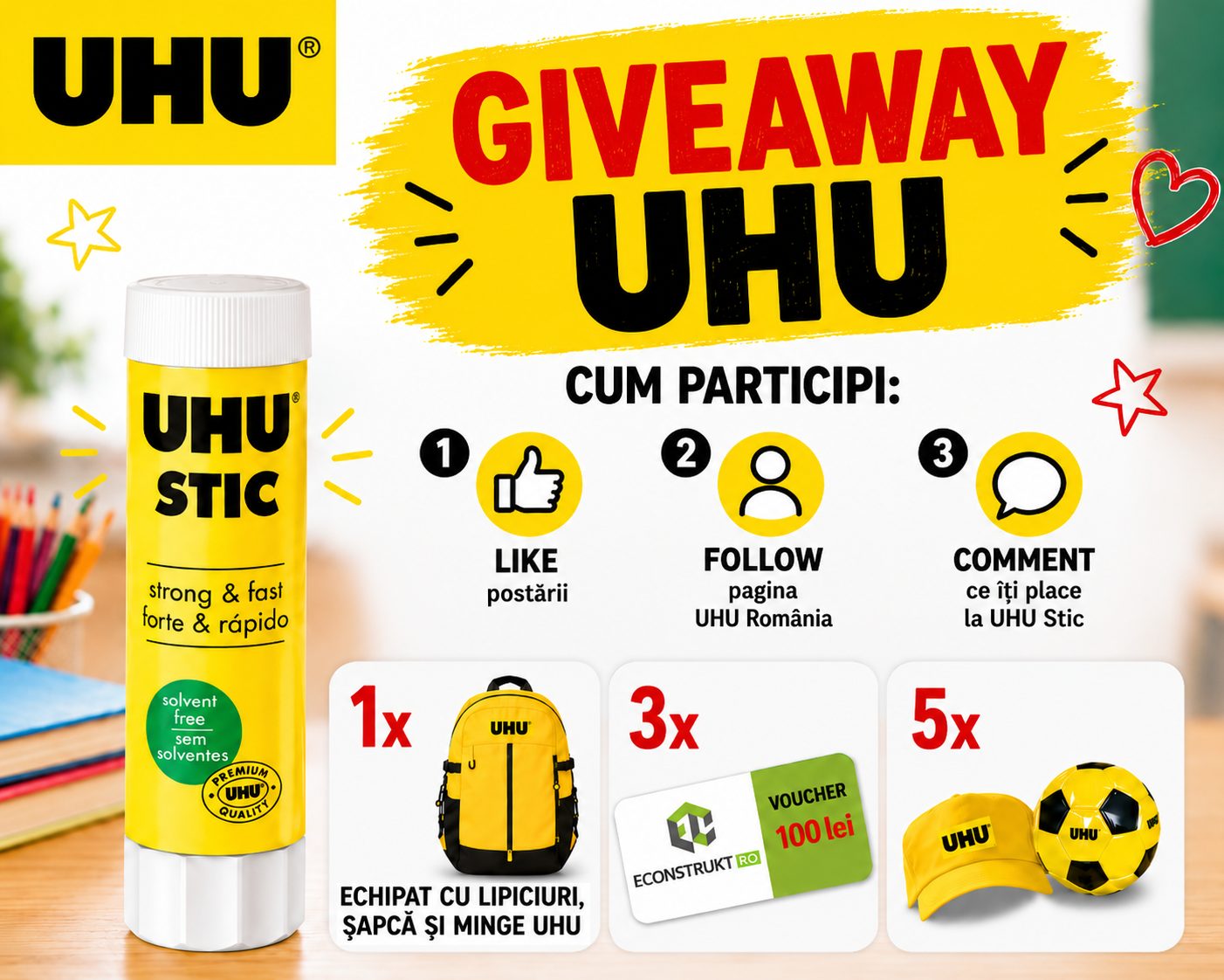 GIVEAWAY UHU STIC – Concurs Facebook